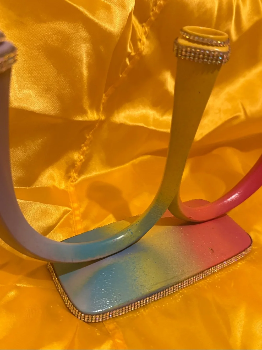 Custom made-Rainbow 3-arm Candelabra with Rhinestone accents!